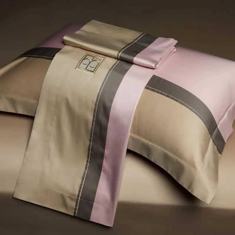 Luxury Luxury Embroidery Bedding Set 1000TC Egyptian Cotton Soft Silky Duvet Cover Bed Sheet cases Hotel Style 4 Pcs Y251124
