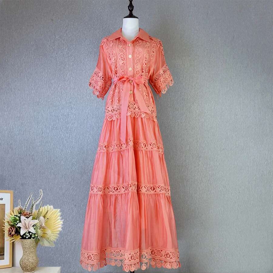 Long Maxi Dresses Shirt Women Summer Holiday Embroidery Crochet Hollow Out Evening Party Vestidos Loose Elegant Robe
