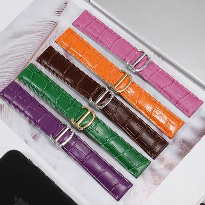 Substitute Tank Square Must London Santos Key Series Bucket Fold Buckle Cowhide Watch Strap 14/16/17/18/20/22/23/24/25mm C251124