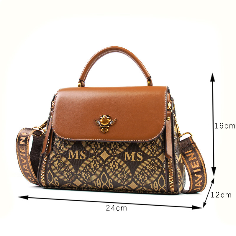 New Crossbody Fashion Printed Women S Handheld Small Square Large Capacity Single Shoulder Crossover Tote Bag