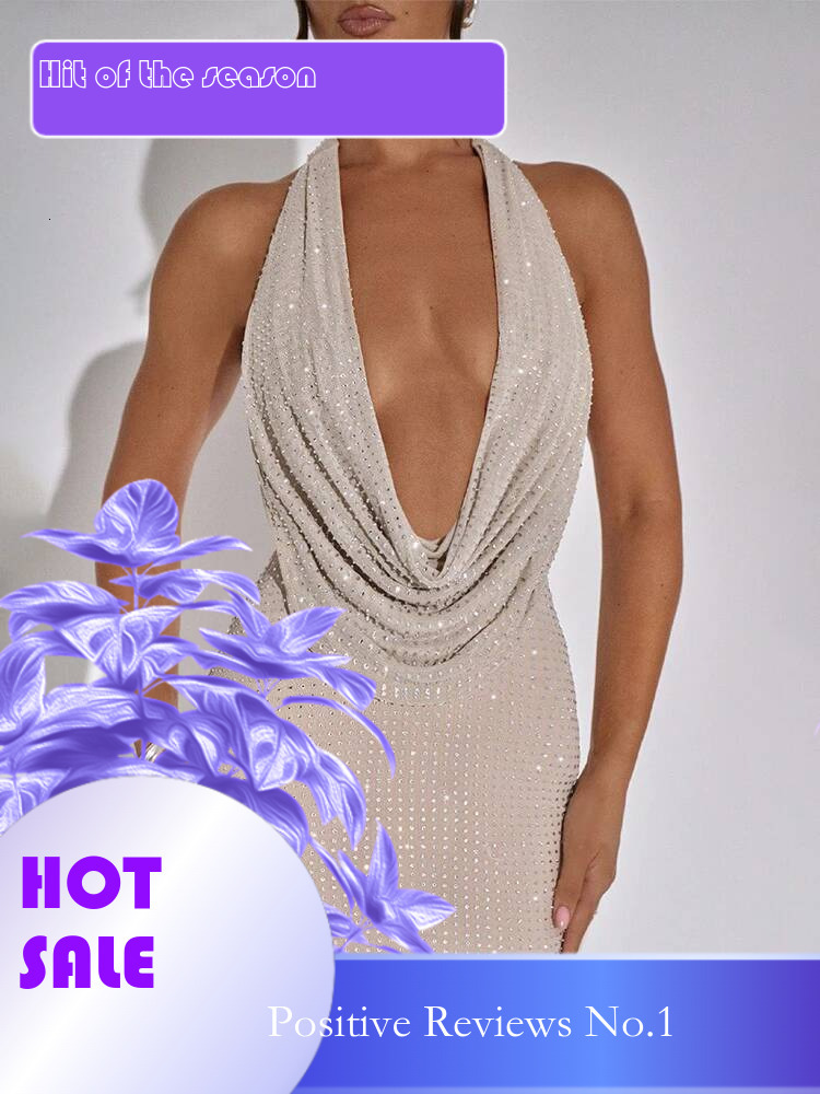 Dongdumaoyi Townlike Deep V Neck Sequin Sexy Party Dress Women Halter Mini Spring Summer Backless Slim Bodycon Dresses Vestidos