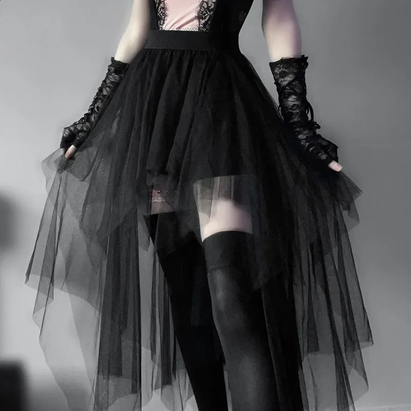 High-Waisted Irregular Net Yarn Skirt for Women Summer Gothic Style Casual Skirt Sexy and Attractive Y2k Clothes Harajuku 250421