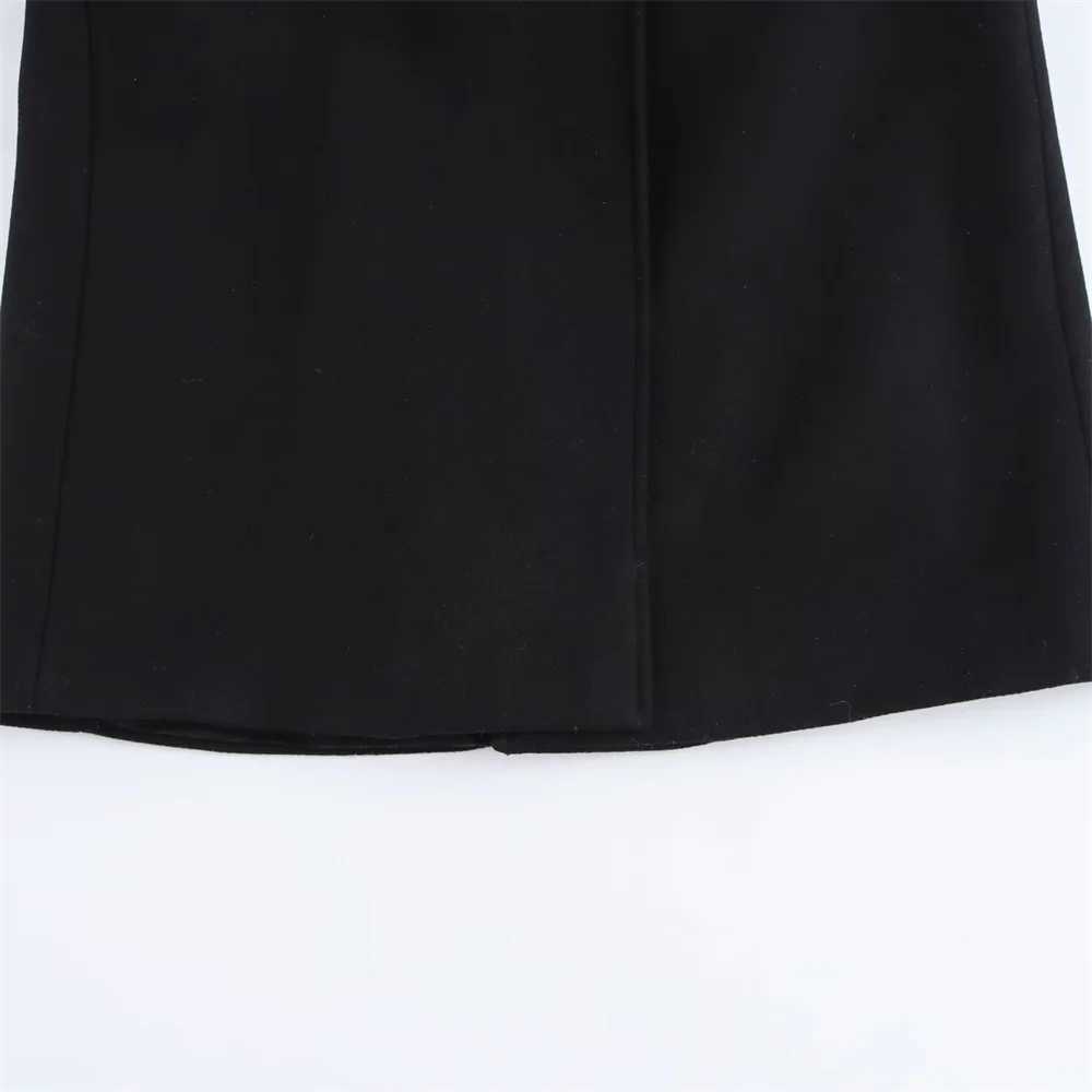 Womens Black Fashion Versatile Long Collar Commuter Coat Autumn/Winter New Womens Wear J251124