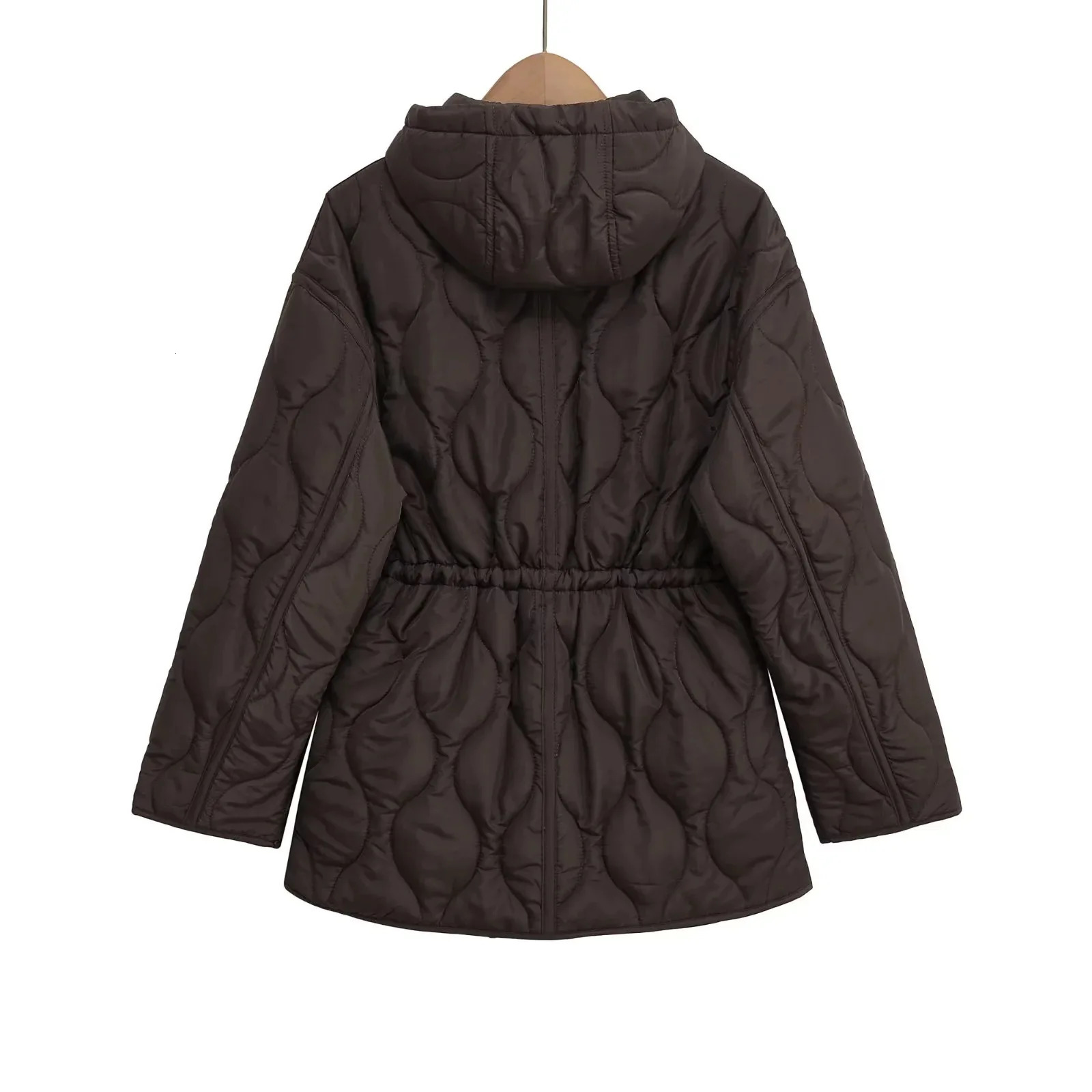 Fashionable Hooded Quilted Cotton Jacket WaistCinching Warm Street Style Coat for Women Autumn Winter Arrival 251110