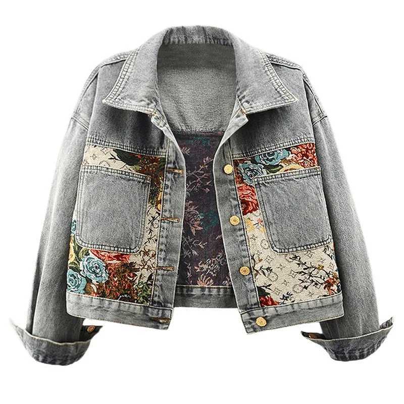 Spring Autumn New Womens Denim Jacket Fashion Ruffled Doll Collar Jacquard Long Sleeves Short Cowboy Coat Female J251124