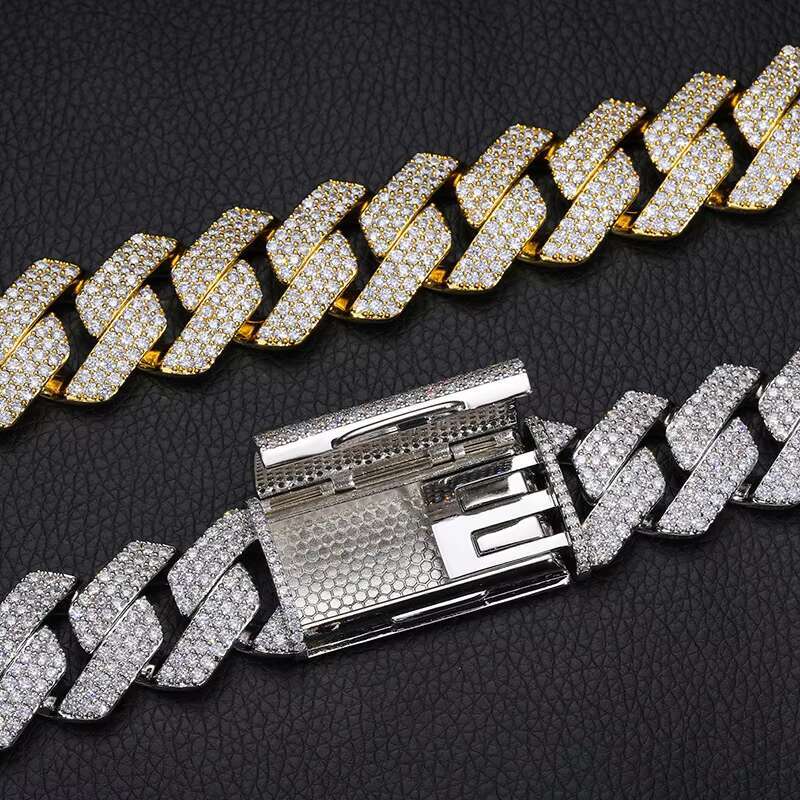 23MM 3 Rows Diamond Cuban Chain Iced Out Cuban Link Chain Diamond Necklace for Men Top Icy Hip Hop Jewelry