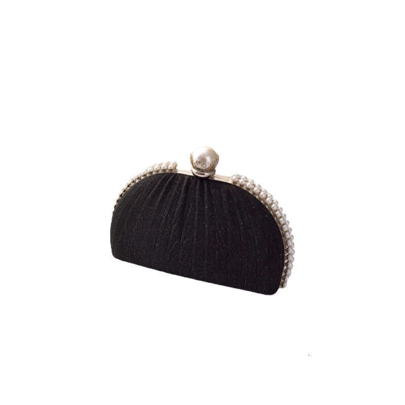 Dinner Bag New Pearl Dinner Black Pleated Evening Gown High End Feel Hundred Clutch Bag Special KQ
