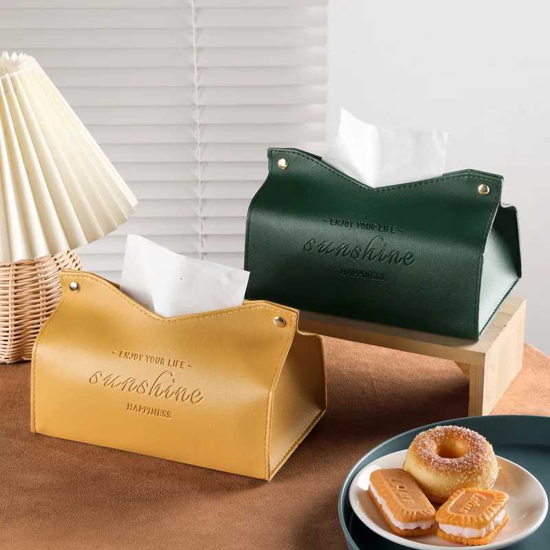 Luxury Leather Tissue Box Cover Modern Home Decor For Kitchen Bathroom Living Room Dining Table Napkin Holder OrganizerM251124