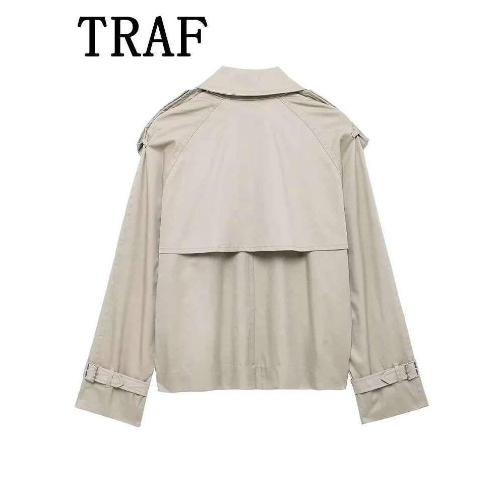 Designer Clothes Streetwear Cropped Jacket Autumn Double-Breasted Jackets For Women Long Sleeve Coat Woman Casual New Outerwear