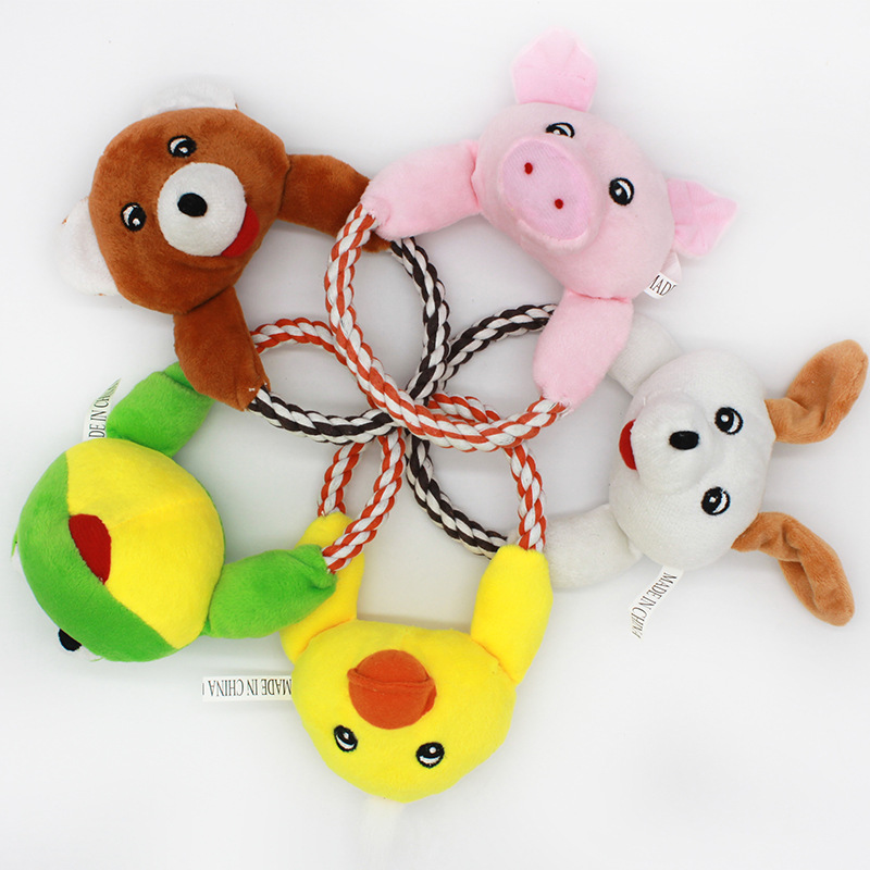 Squeaky Dog Toys, Tough Frog Dog Plush Toy with Nylon Rope Knot, Interactive Dog Toy, Built-in Squeaker Dog Stuffed Animals Chew Toy for Small, Medium