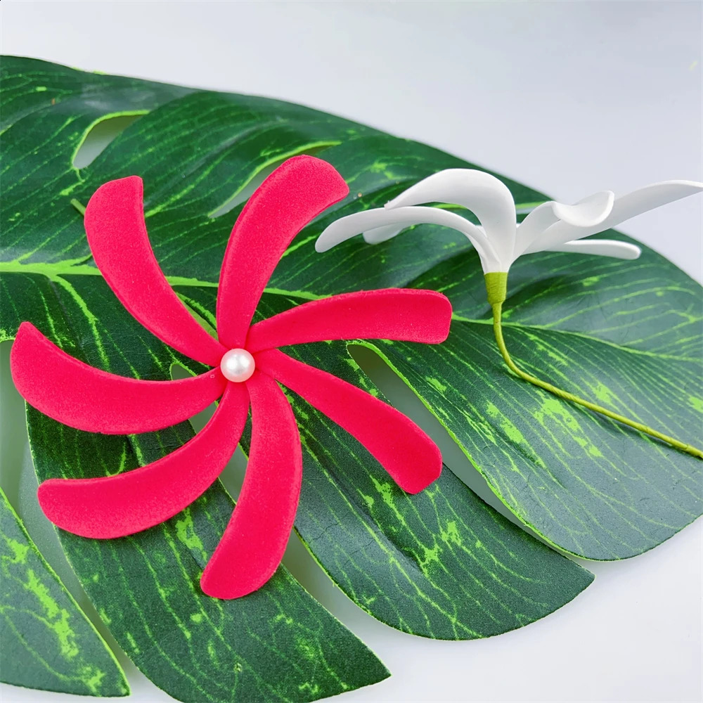 7Pcs Mixed Colors Tiare Tahitian Gardenia Flower Hairpick Real Touch Polynesia Fashion EVA Foam Hula Dancer Hair Accessories 250420