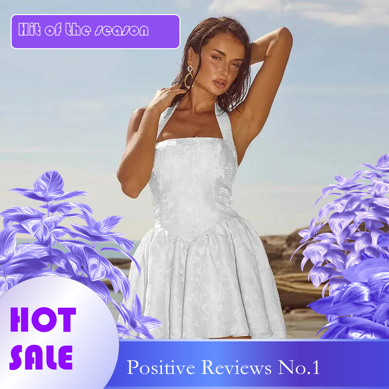 Dongdumaoyi Townlike Jacquard Waist Wrap A Line Dress Women Halter Mini Spring Summer Backless Nightclub Sexy Party Dresses