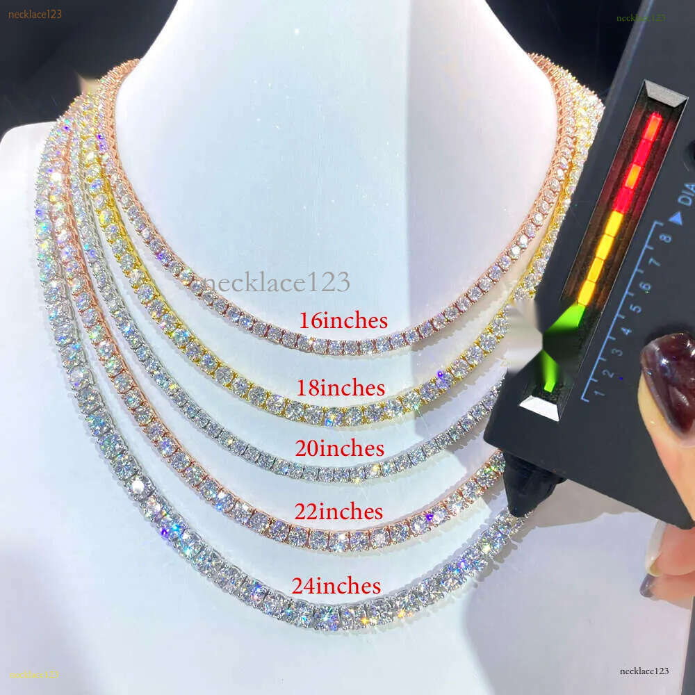 Hot Sale Hip Hop Iced Out Jewelry Fashion Dia Necklace S Sier 2MM 3MM 4MM 5MM Vvs Moissanite Tennis Chain