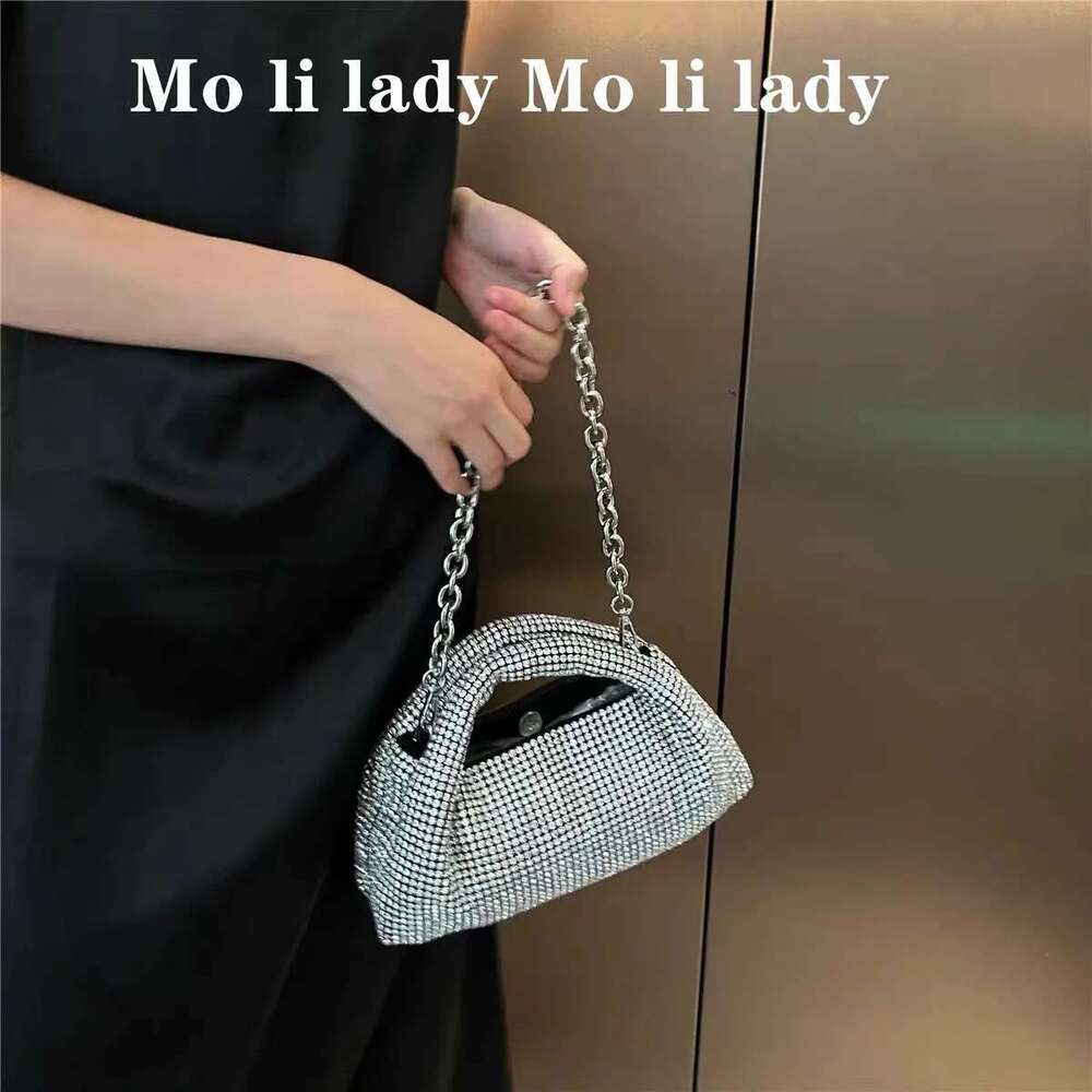 Designer Bag 2025 High Quality Glitter Women Handbag Crystal Shiny Rhinestones Dia Evening Wedding Party Clutch Purse Shoulder Chain Bag Luxury Bag