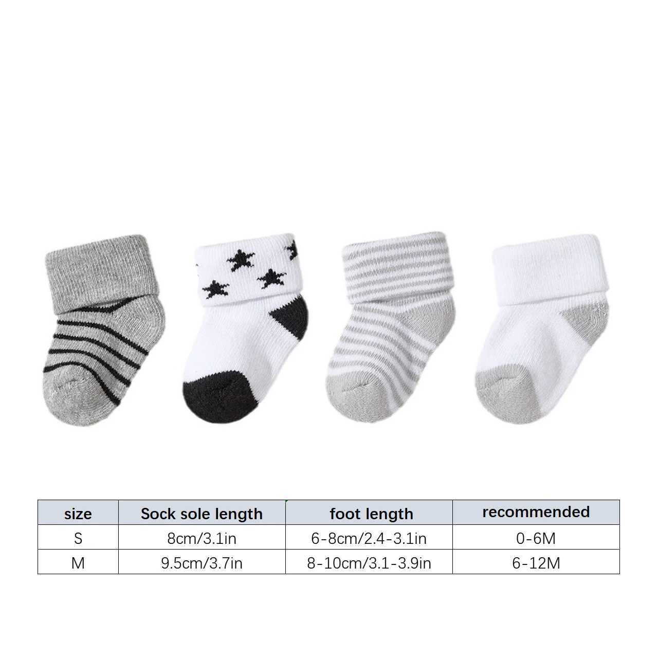 4Pairs Winter Warm Baby Terry SOCKS Bear Kids Middle Tube Sock Fashion Stripe Thicken Plush SOCKS 0-1Year Kids Footwear G251124