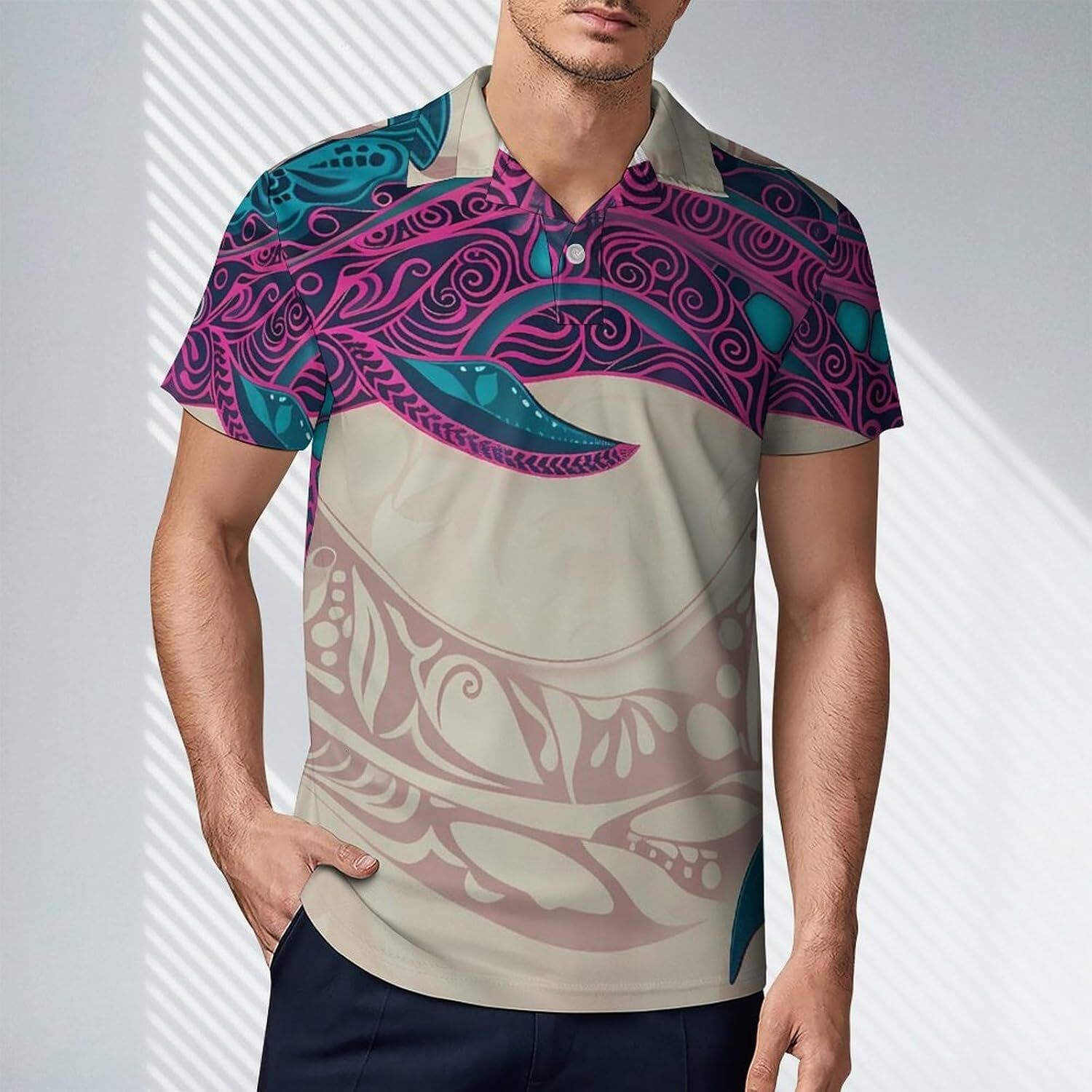 Mens Polo shirt Dolphin Sea Animals Print Polo Shirts for Men Golf Shir Fit Polos shirts tshirt Casual tops summer clothes Short sleeve