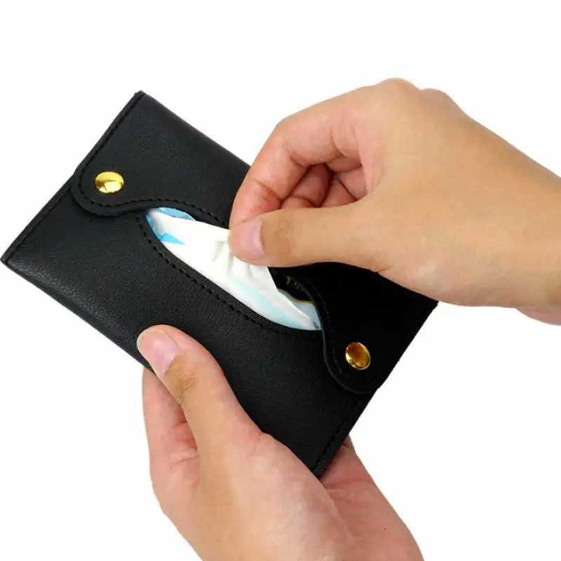 Pocket Tissue Bag Reusable Tissue Travel Pouch Tissue Storage Bag Paper PU Leather Case Sanitary Bags For Bathroom Small ItemsM251124
