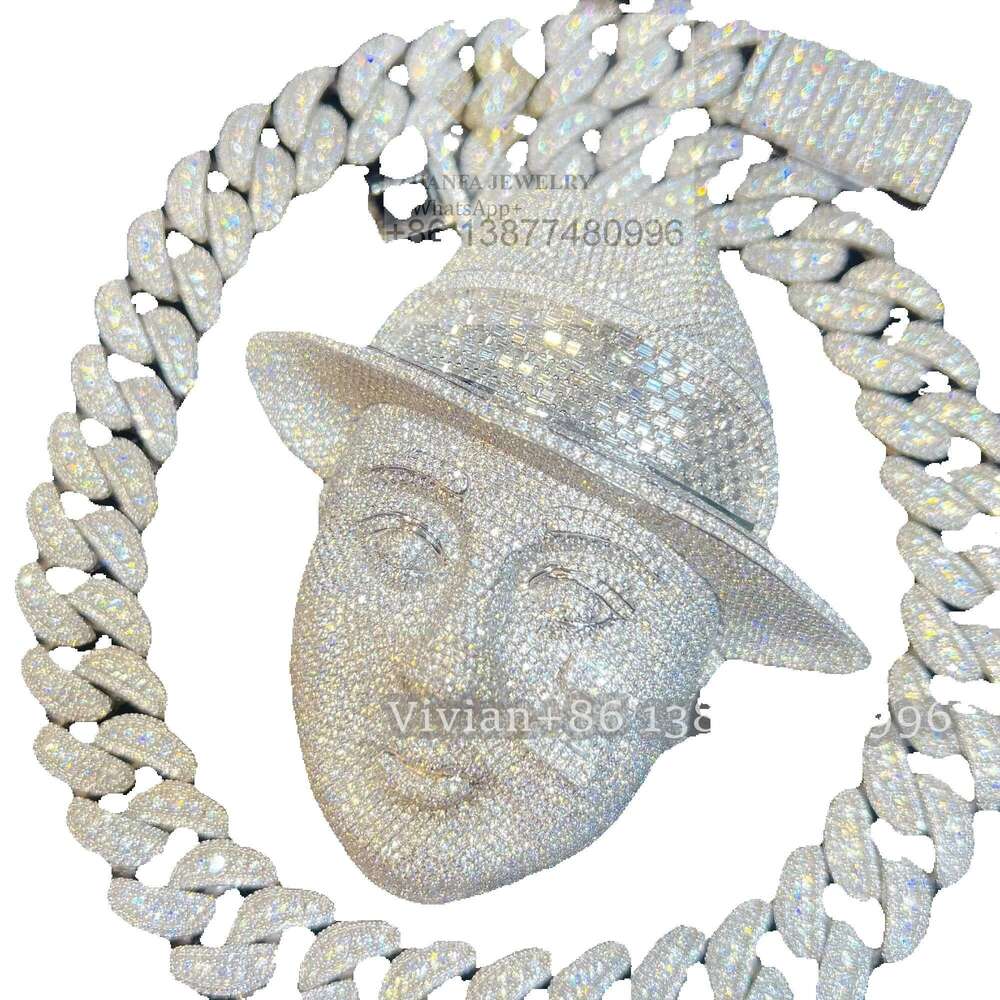 Sterling Sier Moissanite Dia Custom 3D Pendant - Iced Out Hip Hop Jewelry for Men & Women