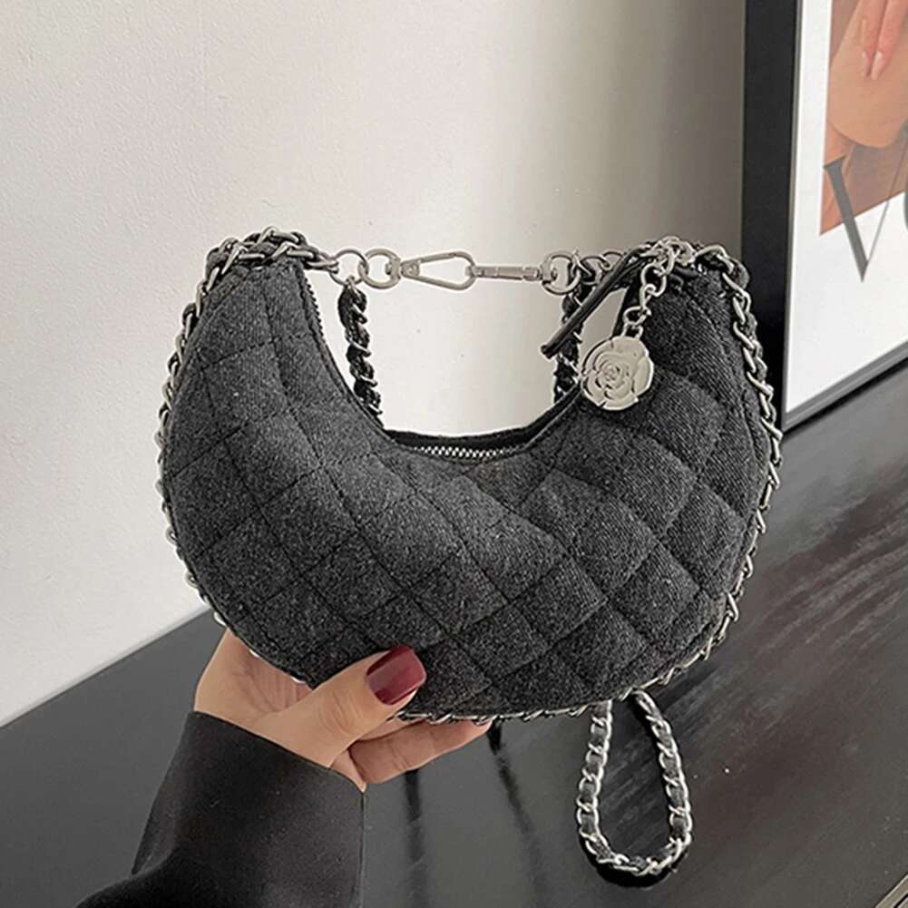 Designer Bag New Denim Fabrics Chain Crossbody Fashion Diffusion Ing Small Crescent Bags Women's Underarm Tote Handbag
