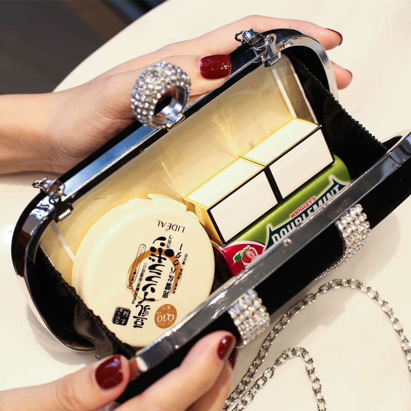 Dinner Bag Velvet Diamond Decorated Black Velvet Banquet Bag High End Cheongsam Bag KQ