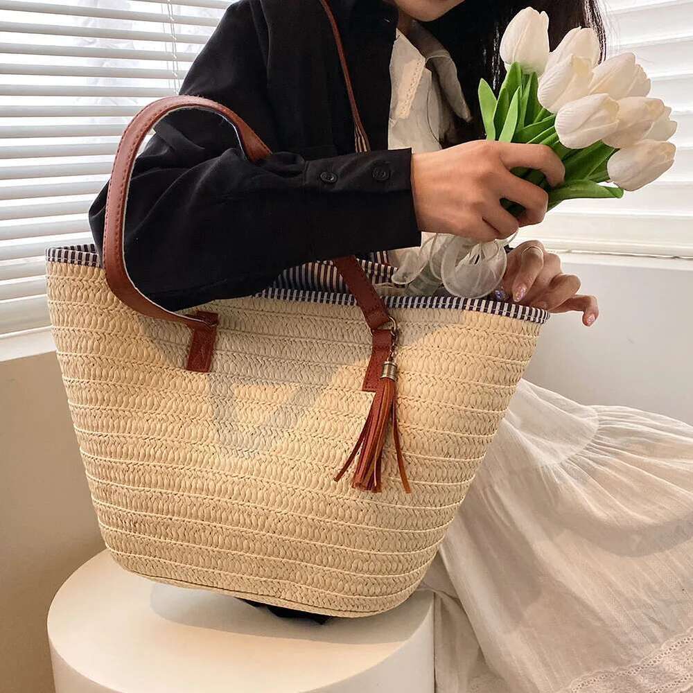 Designer Bag Weave Tote Bag Summer Beach Straw Handbags And Purses Female Bohemian Shoulder For Women Lady Travel Shopping Bags