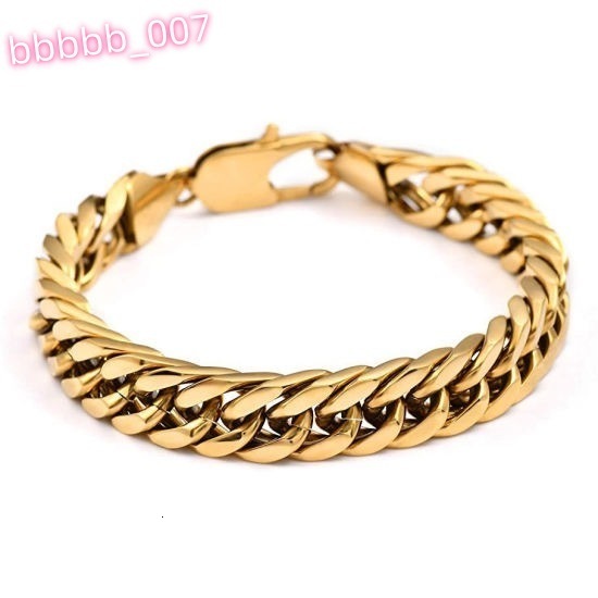 Fashion Stainless Steel Mens Gold Chain Round Cuban Link Chains Bracelet