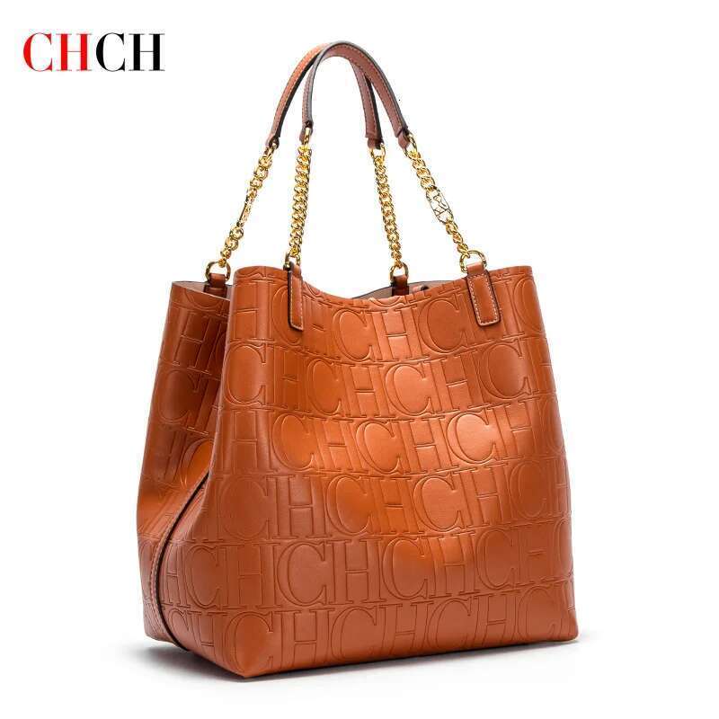 CHCH Women's Tote 2024 New Steel Emed Handbag Large Capacity Business Storage Bag