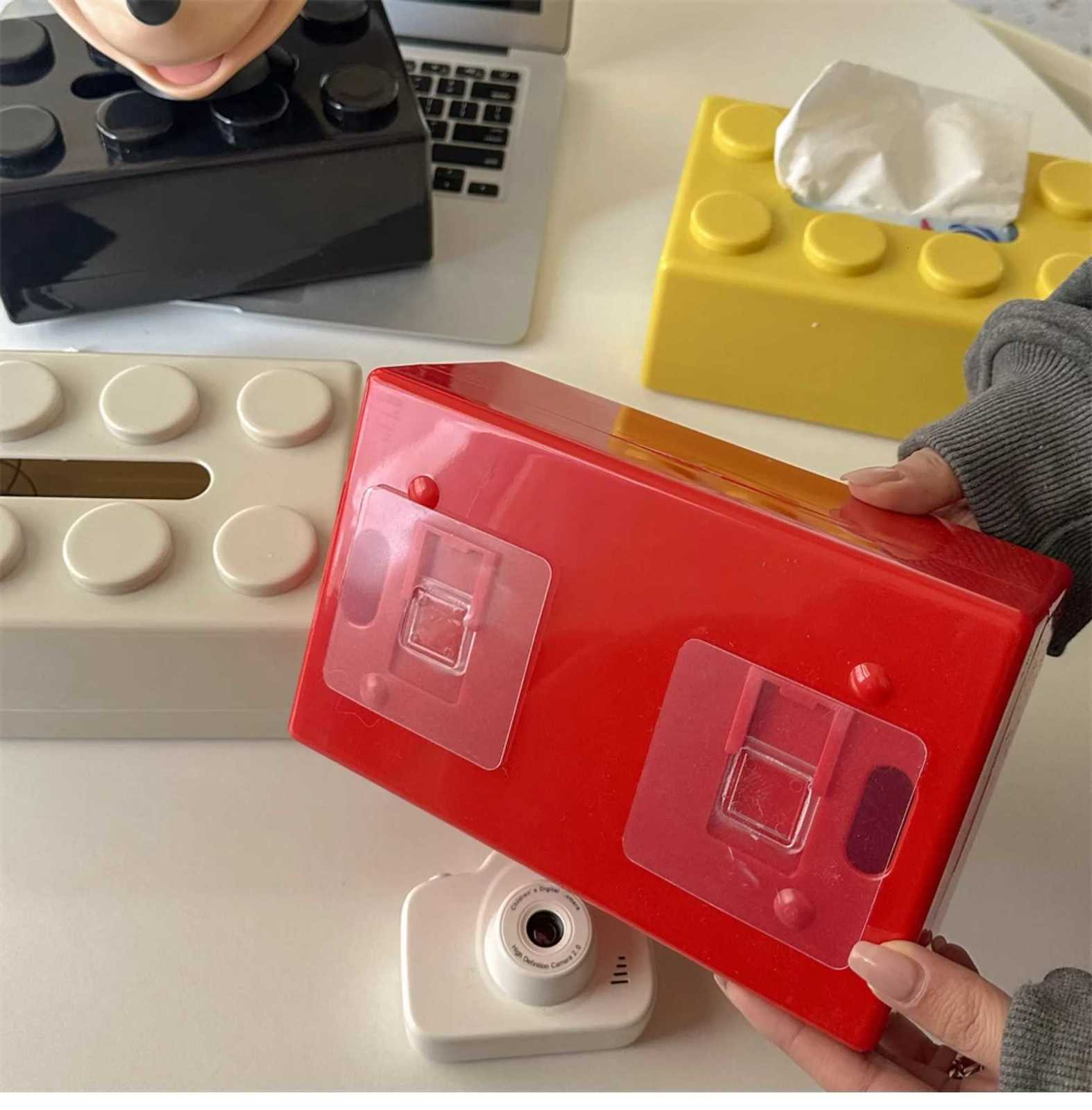 Cute Colored Tissue Box Building Block Desktop Coffee Table Tissue Storage Box Paper Drawer Large Capacity Bedroom DecorationM251124