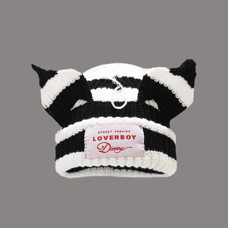 Thickened woolen hat Cute pig ears knitted hat Y2K designer beanie bonnet winter hat luxe mens beanie designer winter hat beanie men hats designers wo - view 4