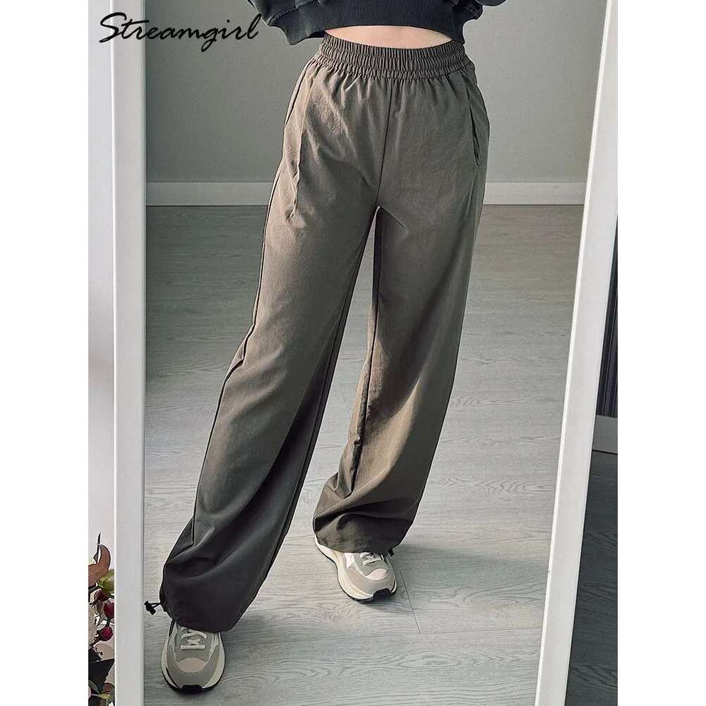 Summer Straight For High Waist Jogger Wide Leg Trousers Women's Sports Pants White Sweatpants Wtpants Women