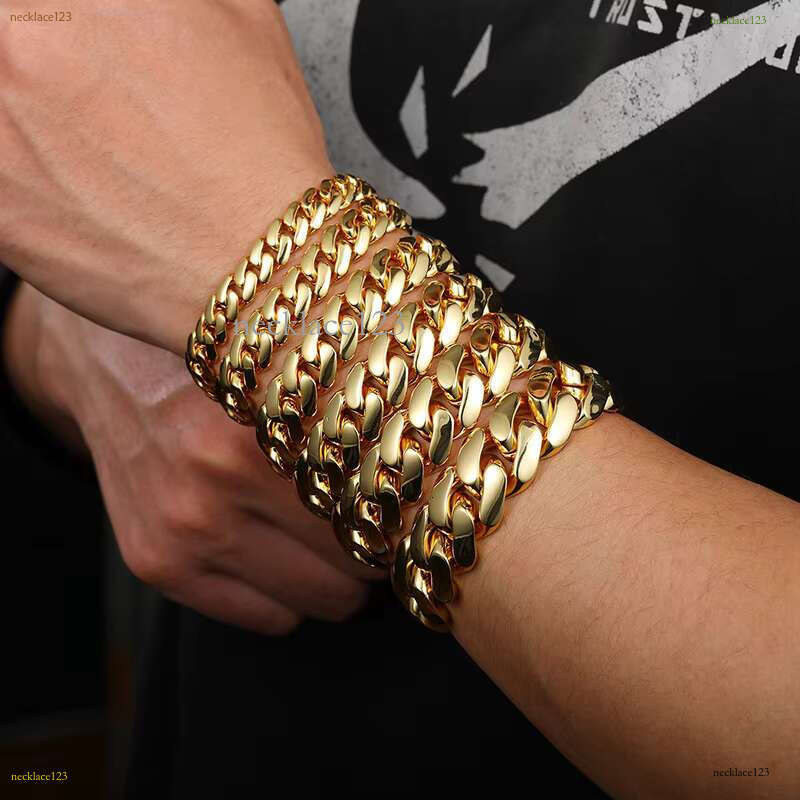 Fashionable 10mm-14mm Cuban 14K gold-plated jewelry with gift box chain for men and women hip-hop bracelets, free delivery