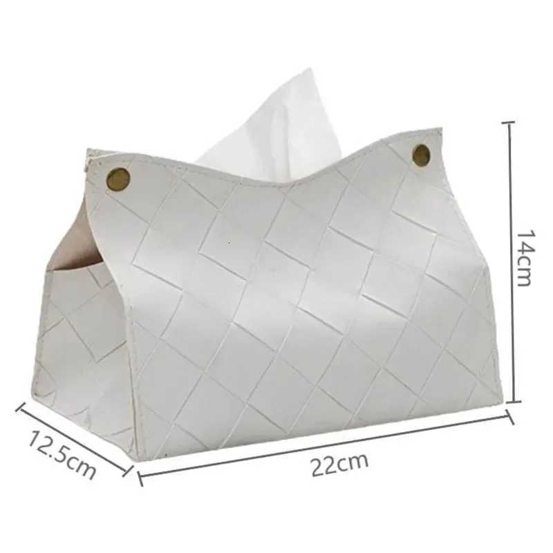 1Pc Nordic Woven Plaid Tissue Box PU Leather Napkin Holder Foldable Dustproof Tissue Storage Boxes For Home Hotel Car OfficeM251124