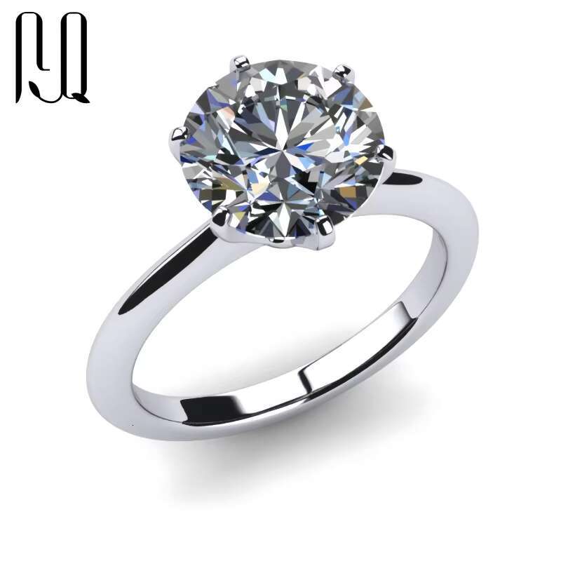 PYQ 925 Sterling Silver Solitaire Moissanite Engagement Rings for Women 3ct 5ct Womens Jewelry