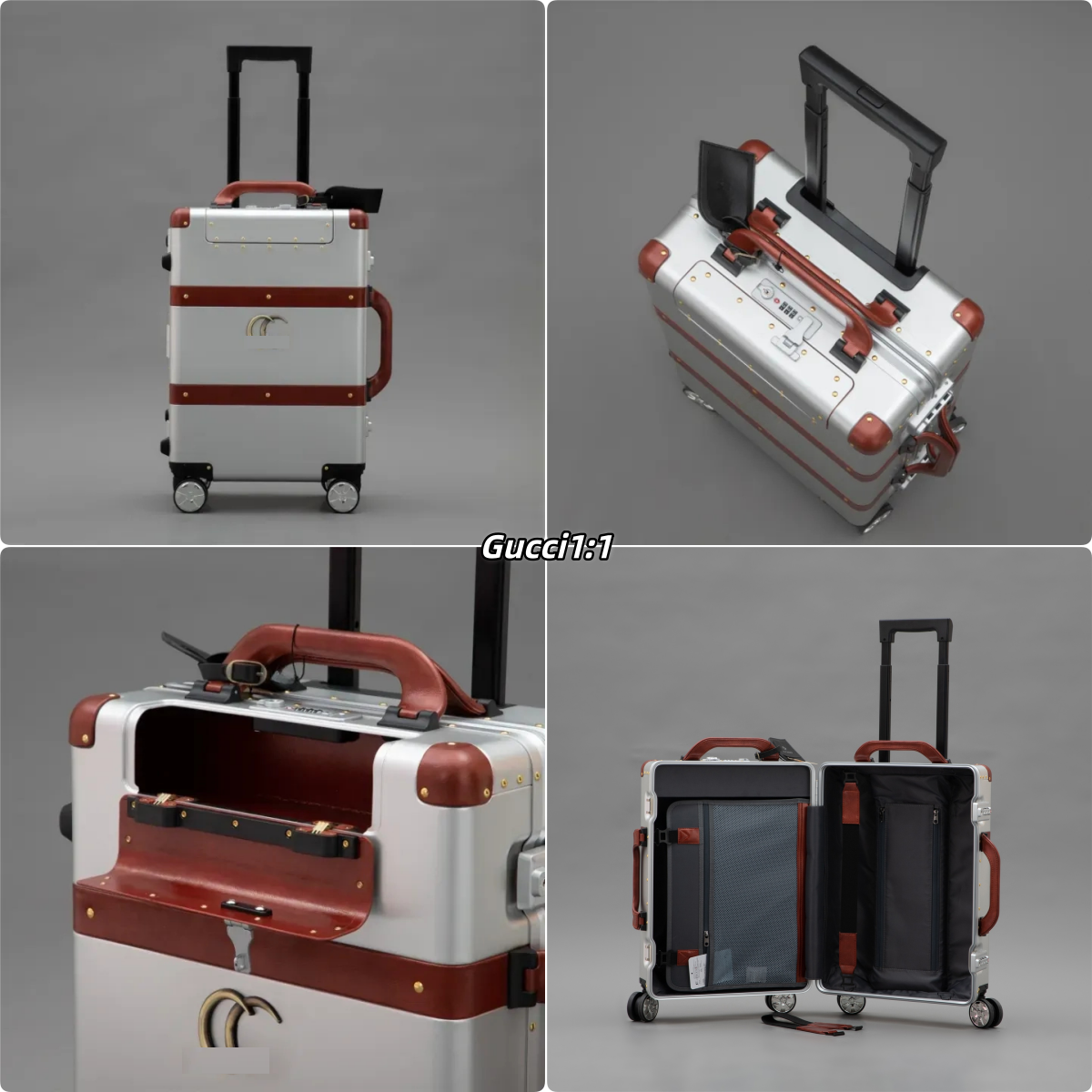 Designer, unisex suitcase, 20-inch carry-on suitcase, retro-style alloy suitcase, durable and fashionable with corner protection