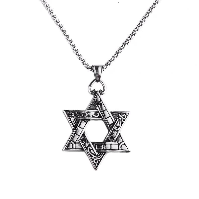 Top Source Wang Yibo's Same Style Hexagram Star Necklace Men, Hip Hop Street Trampoline, Trendy Pendant for Women, Sweater Chain, Accessories, Co