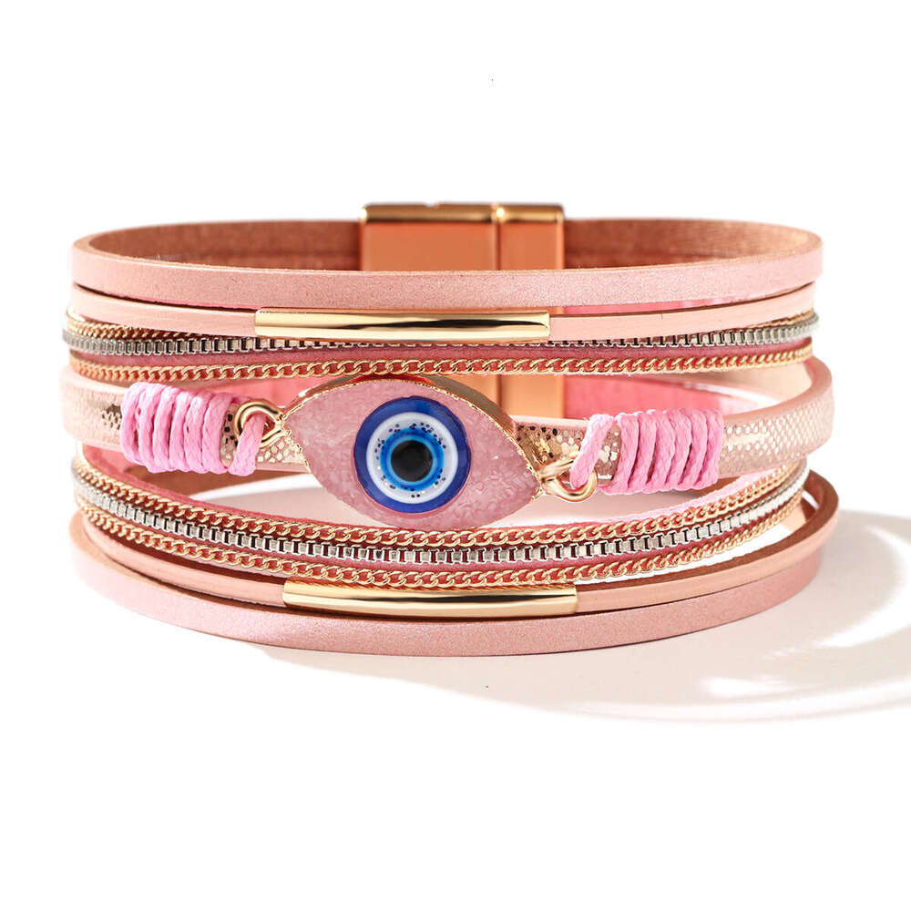 Bohemian style hot selling Devil's set with Eye water dia leather bracelet