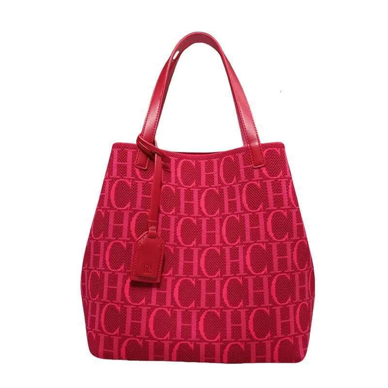 CH Daily Commuter Versatile Tote Superior Fashion Shoulder Pure Colour Letter Printing Design Ladies Bucket Bag