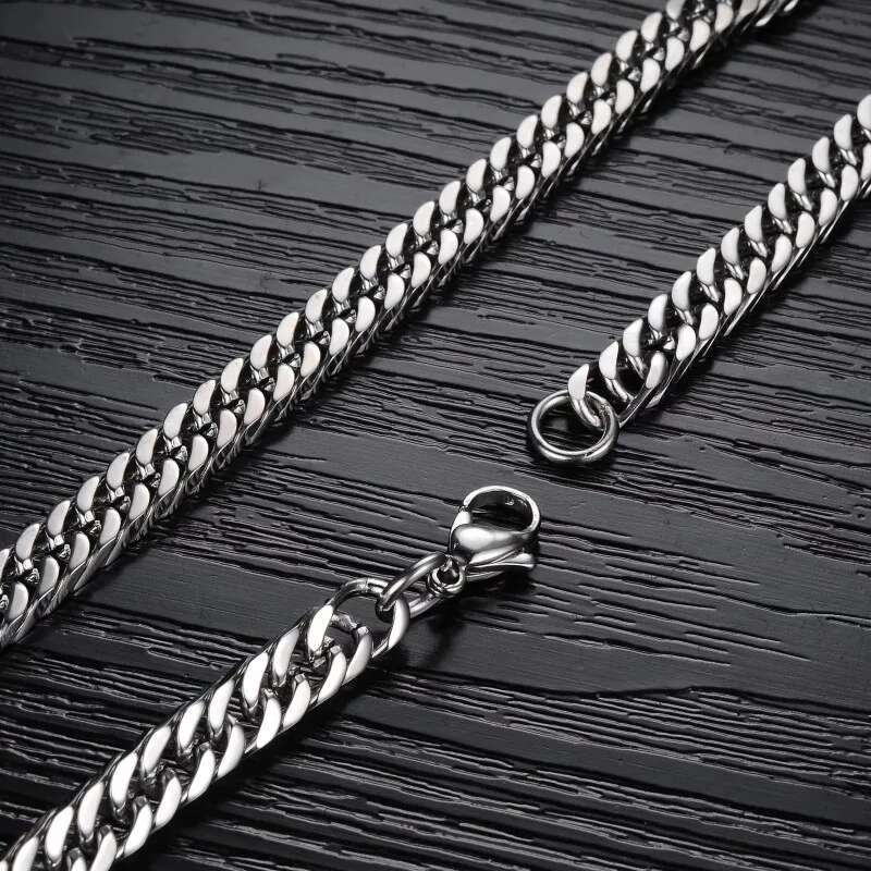 HNSP Stainless Steel Cuban Chain Necklace For Men Punk Neck Chains Male Jewelry Accessories 8mm-14mm Thick
