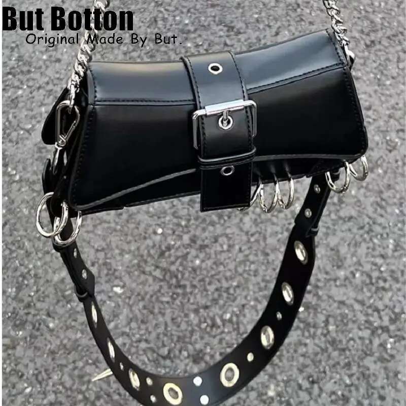 Women Y2k Girl Vintage Haruku Punk Advanced Design Rivet Spike Chain One Shoulder Handbag Women Stempunk Tote Crossbody Bags