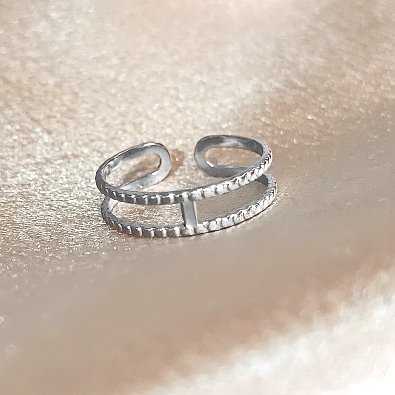 Top source titanium women's non fading open tail ring, stainless steel simple and cool style ring