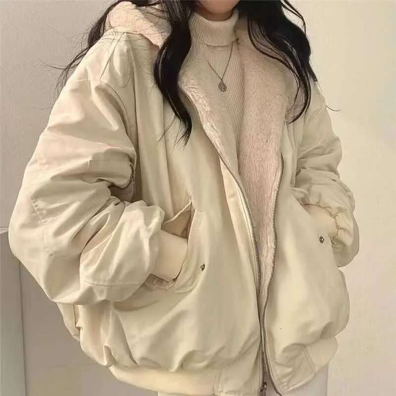 Designer Clothes Smvp Winter Thicken Warm Parkas Women Fashion Double Sided Hooded Fleece Coat Ladies Korean Loose Long Sleeve Zip Up Jackets
