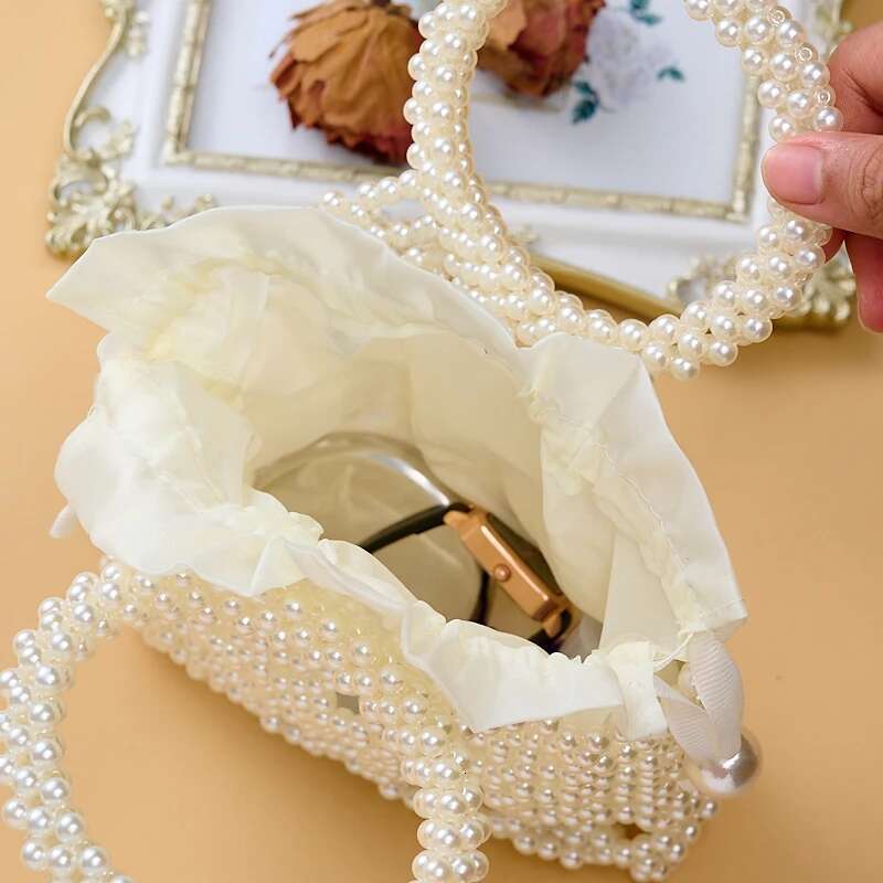 New Pearl Hand-Beaded Finished Fashion Catwalk Women's Cross-Body Light Texture Net Red Mobile Phone Bag