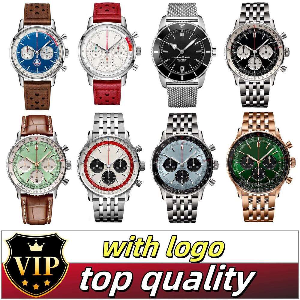 Breitlngity Watch Designer Elegant Mens Timepiece Watch Man High Quality Navitime Chronograph Blue Dial Leather Bands Watch Movement Automatic Quartz Watch 25f