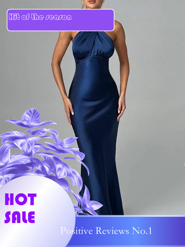 Dongdumaoyi Townlike Elegant Maxi Long Slim Bodycon Dress Women Halter Spring Summer Backless Nightcklub Sexy Party Dresses
