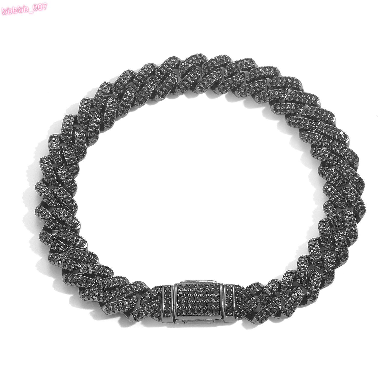 BES 10-13-15-20MM Black Zircon Rhomboid Cuban Chain Bracelet with Rap Personality Miami Iced Out Cuban Bracelet Hip Hop Jewelry