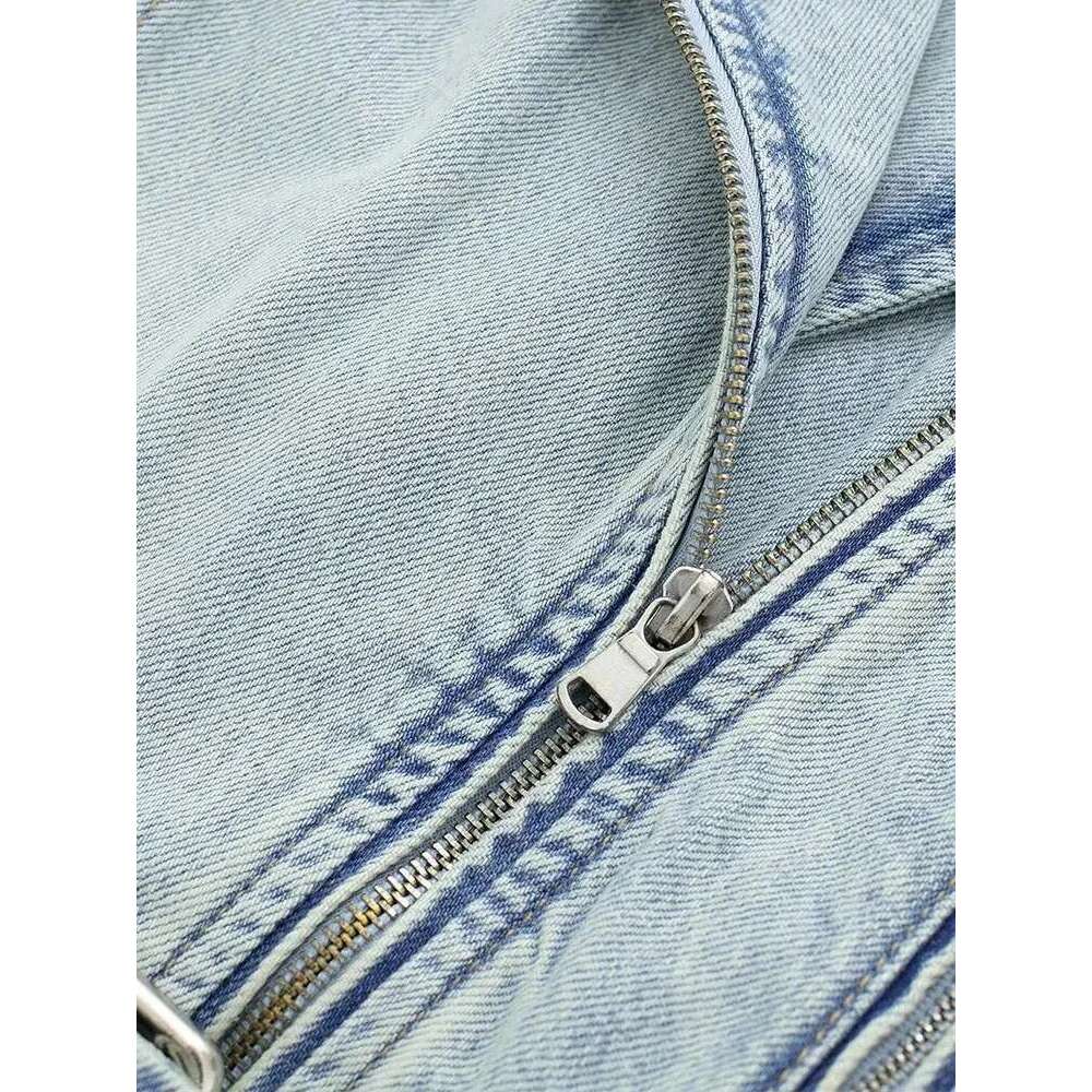Designer Clothes Nlzgmsj Autumn Winter Denim Coat Lapel Long Sleeve Short Jackets Lady Chic Loose Streetwear Women Jacket