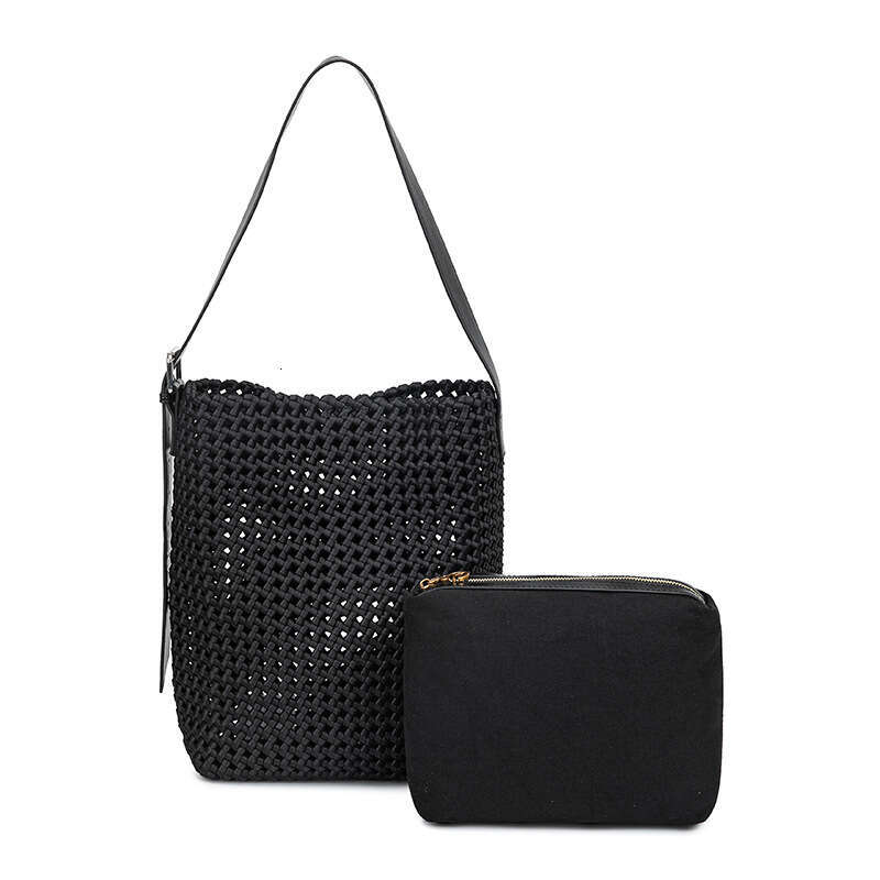 2024 New Trendy Shoulder Windmill Knot Carving Empty Hand Bucket Large Capacity Mother and Child Underarm Bag