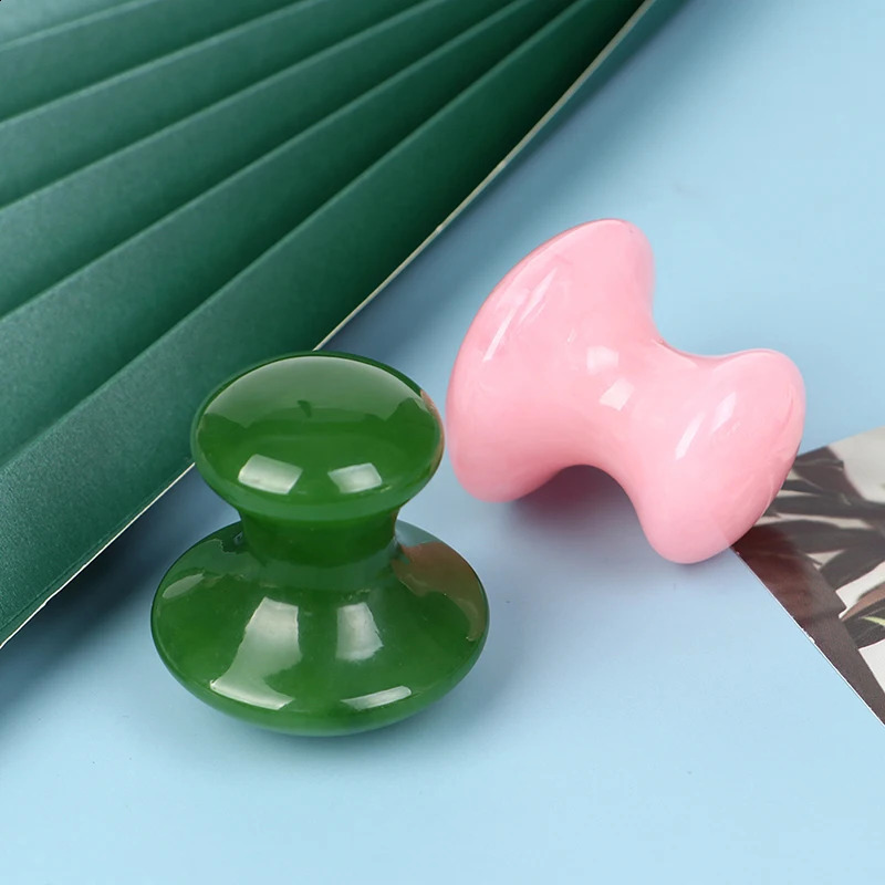 SPA Jade Board Face Massager Natural Rose Quartz Mushroom Facial Back Foot Acupuncture Massage Scraper Gua Sha Tool 250423