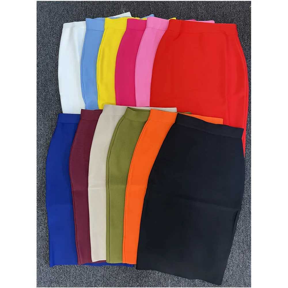 60CM knee length womens summer bandage skiing candy color body pencil skirt womens elegant office business form XL XXL M250424