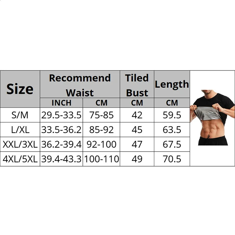 Men Sauna Sweat Shirt Polymer Corset Compression Waist Trainer Shirt Workout Tank Top Weight Loss Body Shaper Slimming Vest 250424